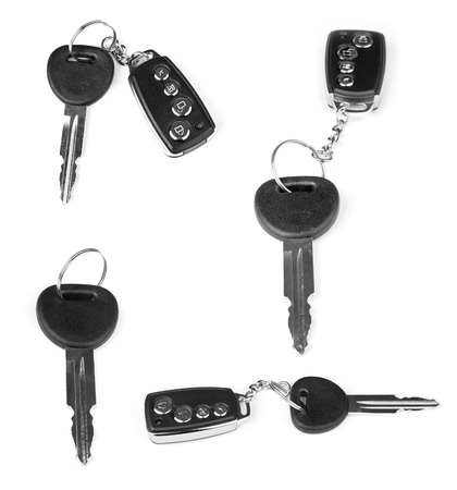 collection of keys with car alarm isolated on white 2の写真素材