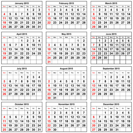 12 months of the annual calendar -  2015 yearの写真素材