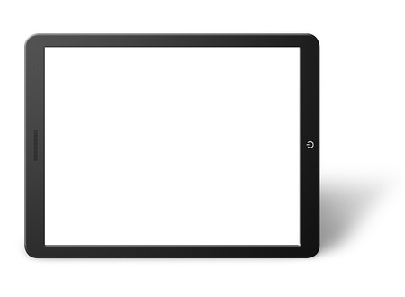 Illustration of modern computer tablet with blank screen. Isolated on white backgroundの写真素材