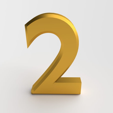 Illustration of 3d number two with shadow