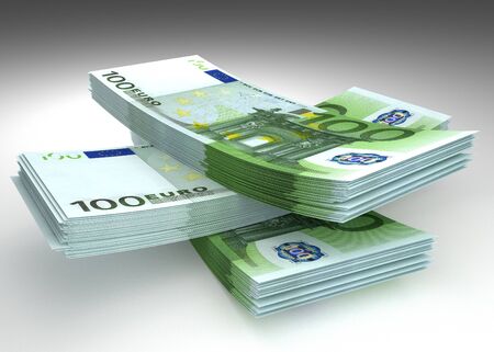 Money concept - stack of hundred euro banknotesの写真素材
