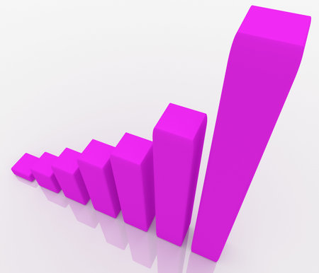 Illustration of graph with the growing progress. Business concepts