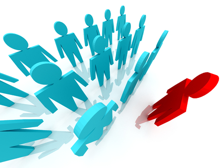 3d illustration of leader leads the team forwardの写真素材