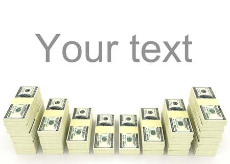 Big money stacks from dollars with blank space for your textの写真素材