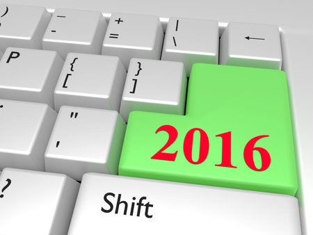 2016 new year over Enter computer keyの写真素材