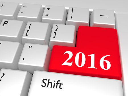 2016 new year over Enter computer keyの写真素材