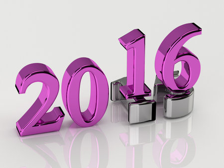 3d numbers of New Year 2016 over grey old 2015