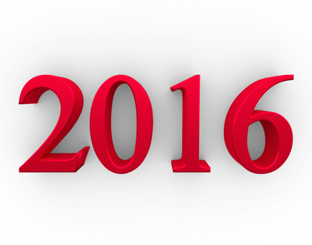 Color numbers of New Year 2016 with shadow