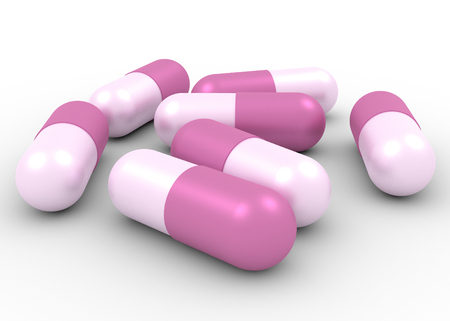 Medicine concepts. Illustration of capsule pills isolated on whiteの写真素材