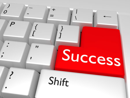 Word success on computer keyboard. Business concept