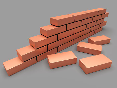 Illustration of brick wall. Concept of building and constructionの写真素材