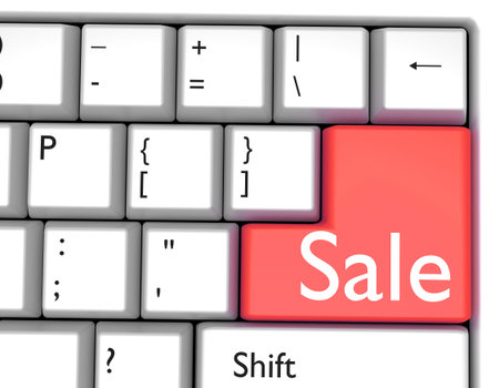 Word SALE on red key on computer keyboardの写真素材