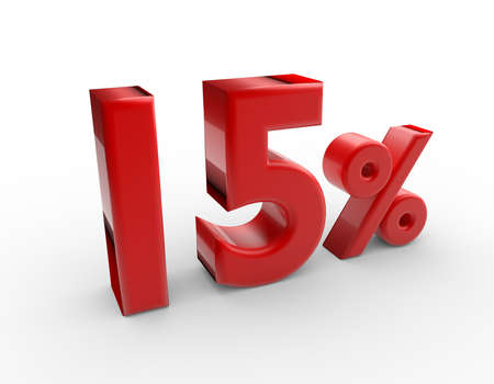 3d words 15 percent discount isolated on whiteの写真素材