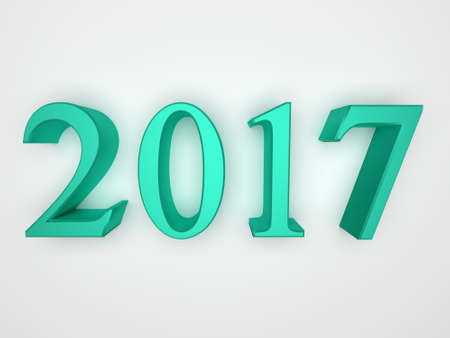 Green numbers of New Year 2017 with shadow. 3d renderの写真素材