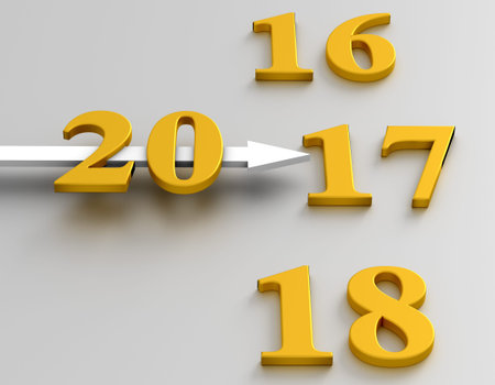 Clock with an annual. The arrow points to 2017 year