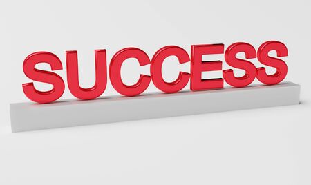 Red word success on white background. Business concept. 3d renderの写真素材