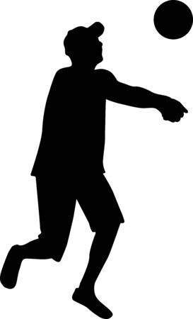 Sport player. Vector silhouette of a man who plays volleyballのイラスト素材