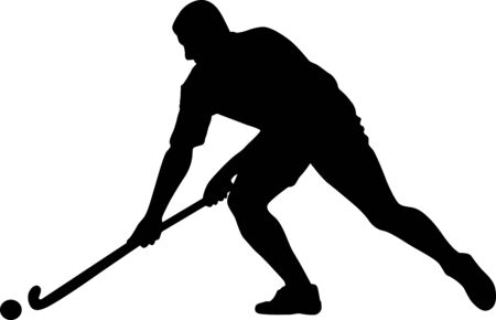 Silhouette of field hockey player with a hockey stick. Vector illustrationのイラスト素材