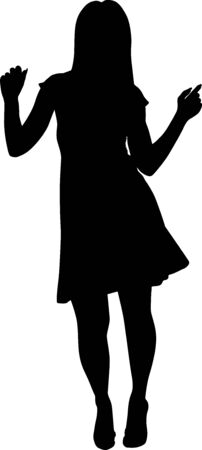 Vector silhouette of a dancing young woman. Vector girl illustrationのイラスト素材
