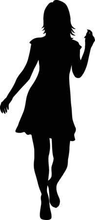 Vector silhouette of a dancing young woman. Vector girl illustrationのイラスト素材