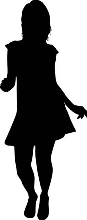 Vector silhouette of a dancing young woman. Vector girl illustrationのイラスト素材