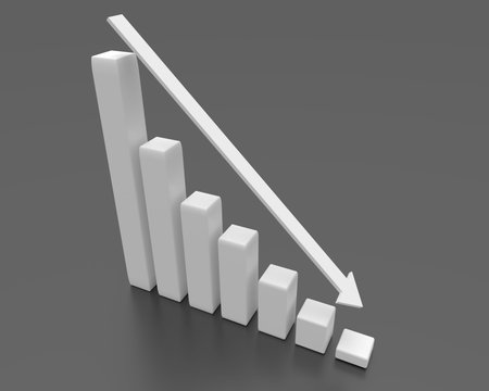 Bankruptcy business concept. Graph of the financial crisis. 3d rendering