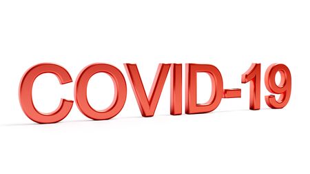 Coronavirus. Red word COVID-19 isolated o white background. 3d renderingの写真素材