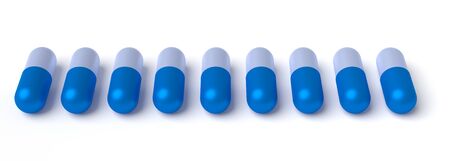 Medicine concepts. Illustration of capsule pills isolated on white. 3d renderingの写真素材