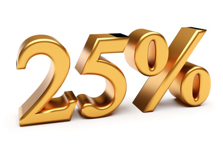 Words 25 percent off discount isolated on white. 3d rendering