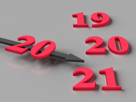 New year concept. The arrow points to the figure 2021.3d rendering