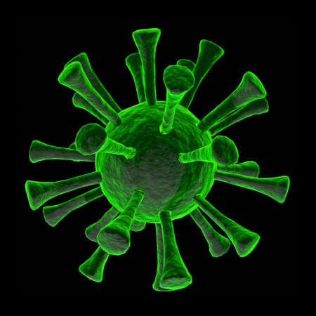 Illustration of virus coronavirus covid-19 isolated on black. 3d renderingの写真素材