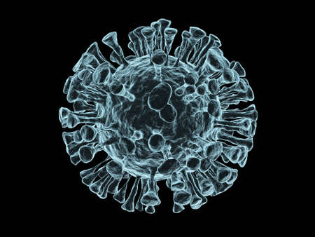 Illustration of virus coronavirus covid-19 isolated on black. 3d renderingの写真素材