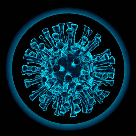 Illustration of virus coronavirus covid-19 isolated on black. 3d renderingの写真素材