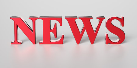 Illustration of red word NEWS on gray. 3d renderingの写真素材