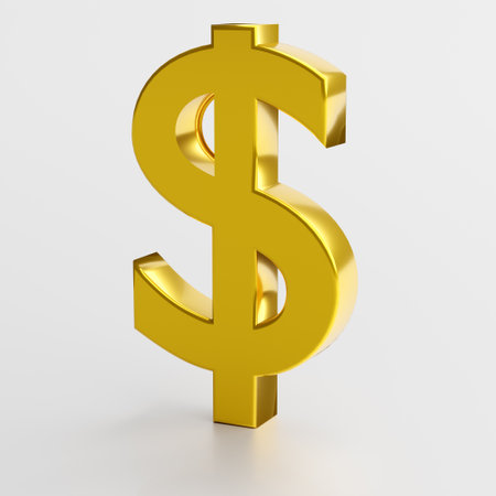 Finance and business symbol. Gold dollar sign. 3d renderingの写真素材
