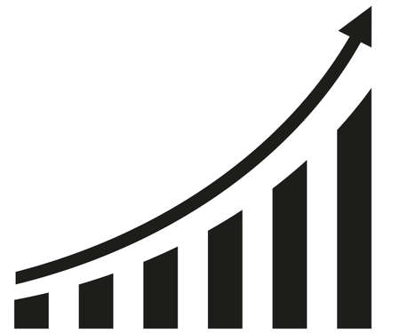 Graph with increase report. Diagram with rise and gain progress. Vectorのイラスト素材