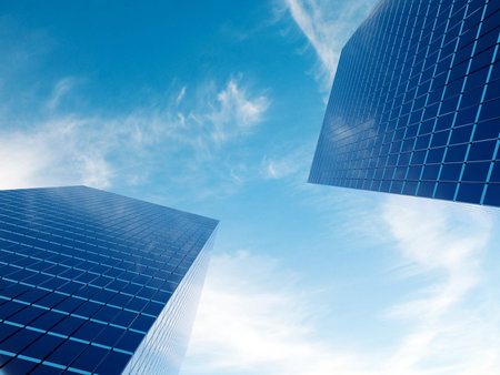 Modern financial real estate building for business corporation. 3d rendering