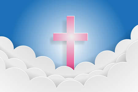 Easter. The symbol of the cross with clouds and sky - the resurrection of Jesus Christ.のイラスト素材