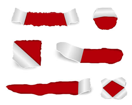 Set of banner on white background from ripped paper for advertising and promotion design. Vector illustration collectionのイラスト素材