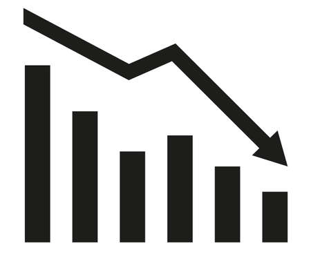 Graph with decrease report. Diagram with recession and bankruptcy progress. Business and finance vector illustrationのイラスト素材