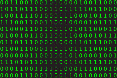 Program datum background. Green programming binary coding. Matrix vector illustration