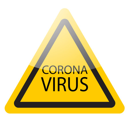 Warning sign of virus coronavirus covid-19. Vector icon illustrationのイラスト素材