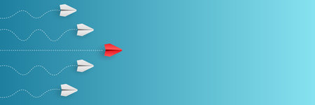 Individual red leader paper plane lead other on blank copy space background. Business and leadership concept. Vectorのイラスト素材