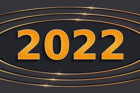 New year concept in paper cut out effect. Number 2022 on color background. Vector illustration