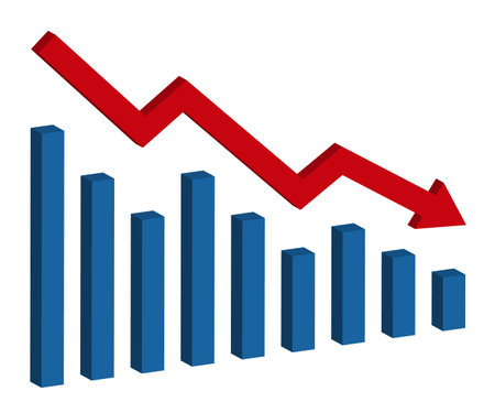 Graph with decrease report. Diagram with recession and bankruptcy progress. Business and finance...