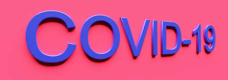Illustration of word covid-19 virus coronavirus. 3d renderingの写真素材