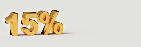 3d golden words 15 percent with blank background. 3d renderingの写真素材