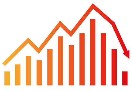 Graph with decrease report. Diagram with recession and bankruptcy progress. Business and finance...