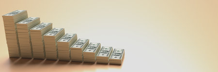 Big money stacks from dollars with blank copy space backgrounds. Finance conceptualの写真素材