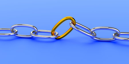 Strained chain from metal. Connection concept. 3d rendering
